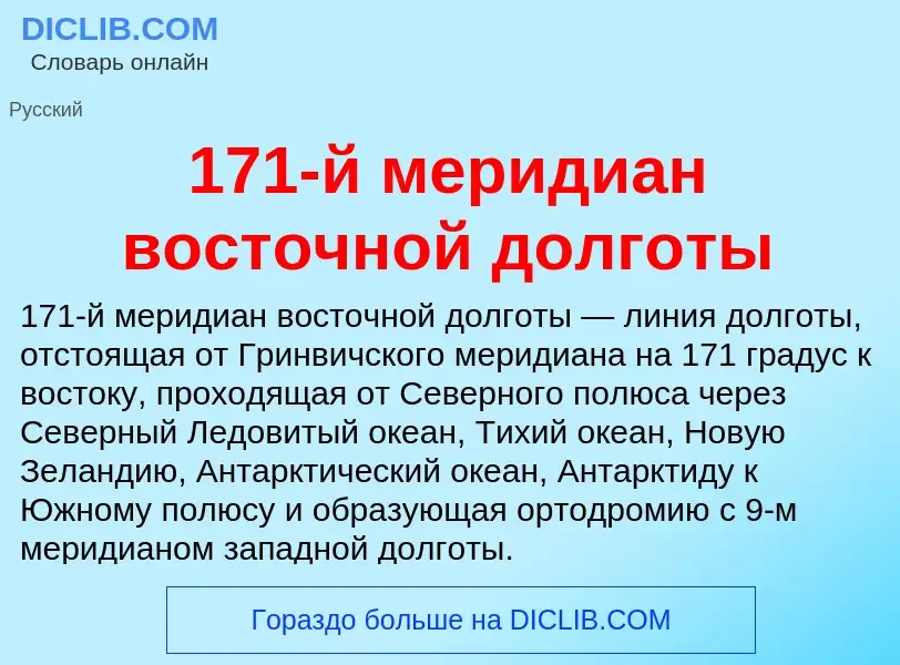 Что такое 171-й меридиан восточной долготы - определение