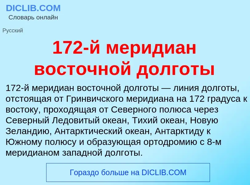 Что такое 172-й меридиан восточной долготы - определение