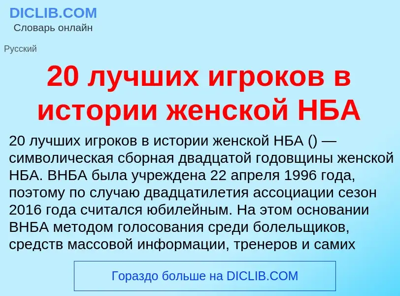 Что такое 20 лучших игроков в истории женской НБА - определение