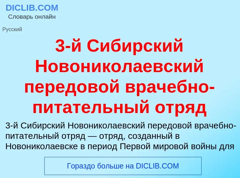 ¿Qué es 3-й Сибирский Новониколаевский передовой врачебно-питательный отряд? - significado y definic