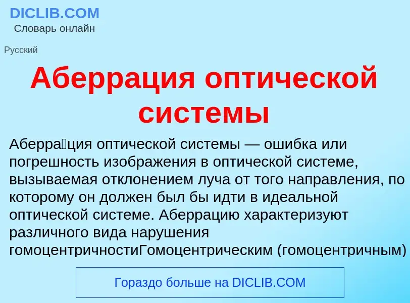 Что такое Аберрация оптической системы - определение