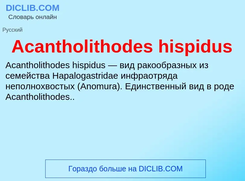 Τι είναι Acantholithodes hispidus - ορισμός