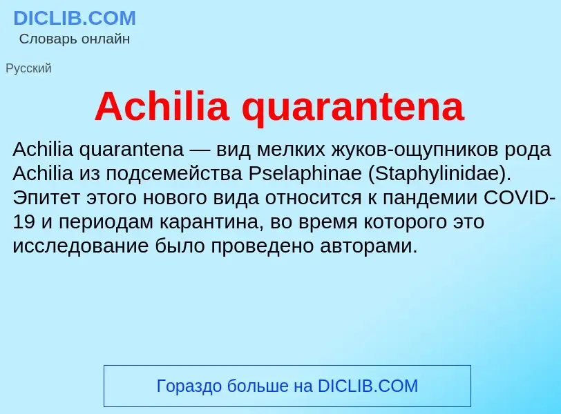 Τι είναι Achilia quarantena - ορισμός