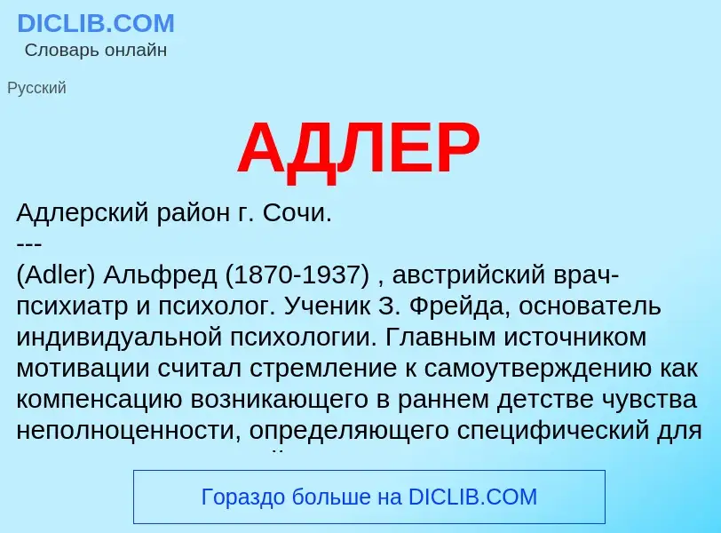 What is АДЛЕР - meaning and definition