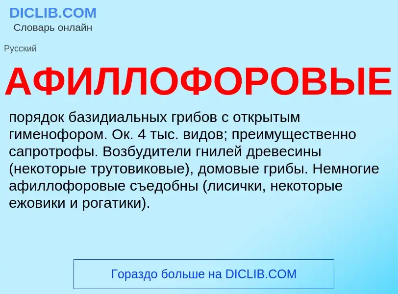 ¿Qué es АФИЛЛОФОРОВЫЕ? - significado y definición