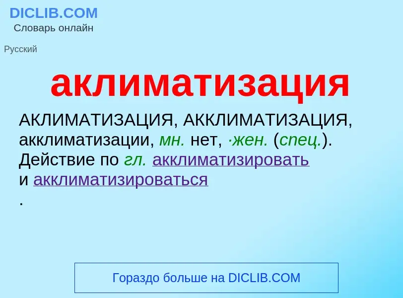 Что такое аклиматизация - определение