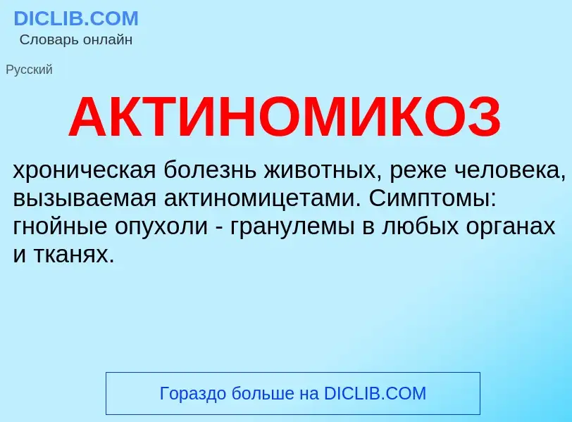 O que é АКТИНОМИКОЗ - definição, significado, conceito