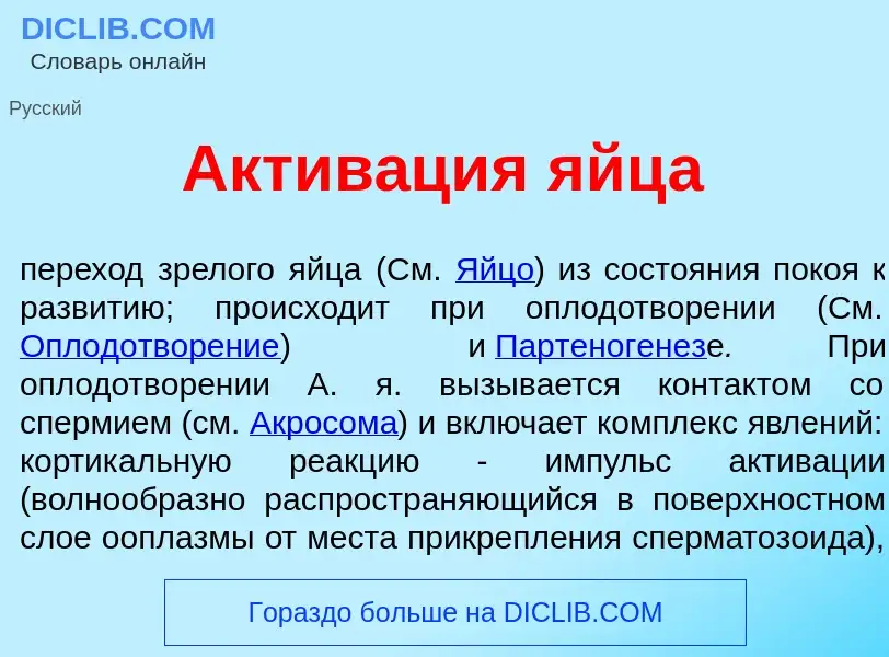 Что такое Актив<font color="red">а</font>ция яйц<font color="red">а</font> - определение