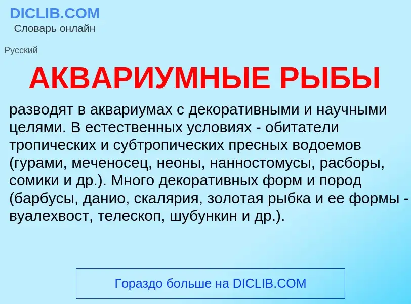 Wat is АКВАРИУМНЫЕ РЫБЫ - definition