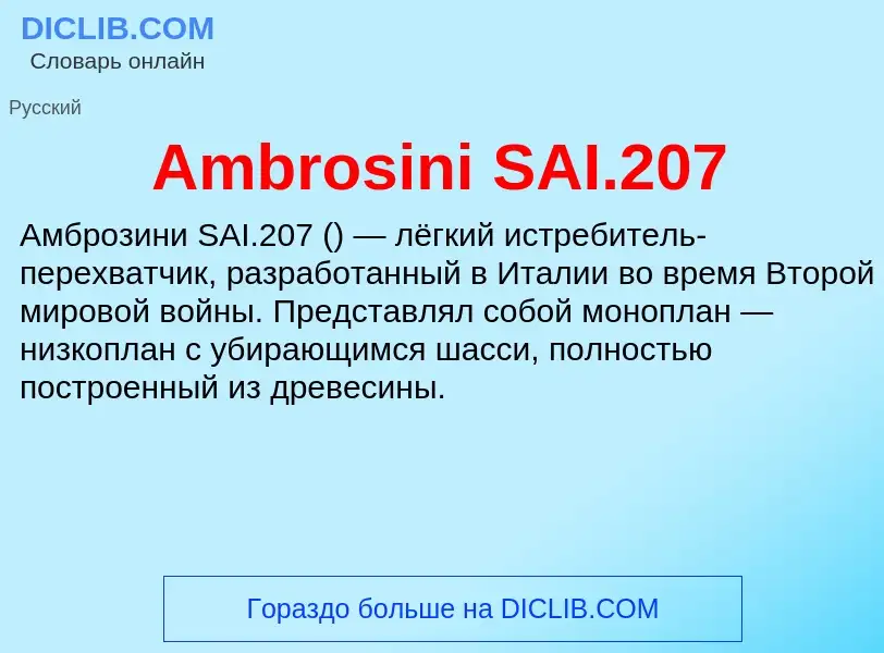 Τι είναι Ambrosini SAI.207 - ορισμός