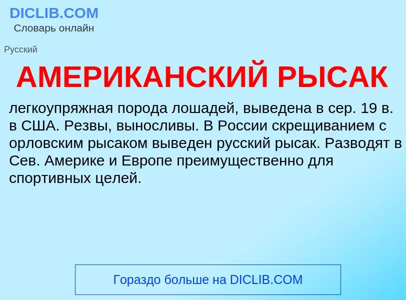 ¿Qué es АМЕРИКАНСКИЙ РЫСАК? - significado y definición