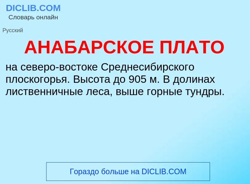 Wat is АНАБАРСКОЕ ПЛАТО - definition