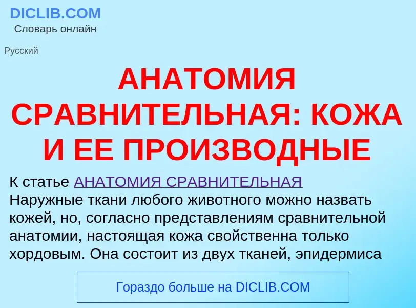 Что такое АНАТОМИЯ СРАВНИТЕЛЬНАЯ: КОЖА И ЕЕ ПРОИЗВОДНЫЕ - определение