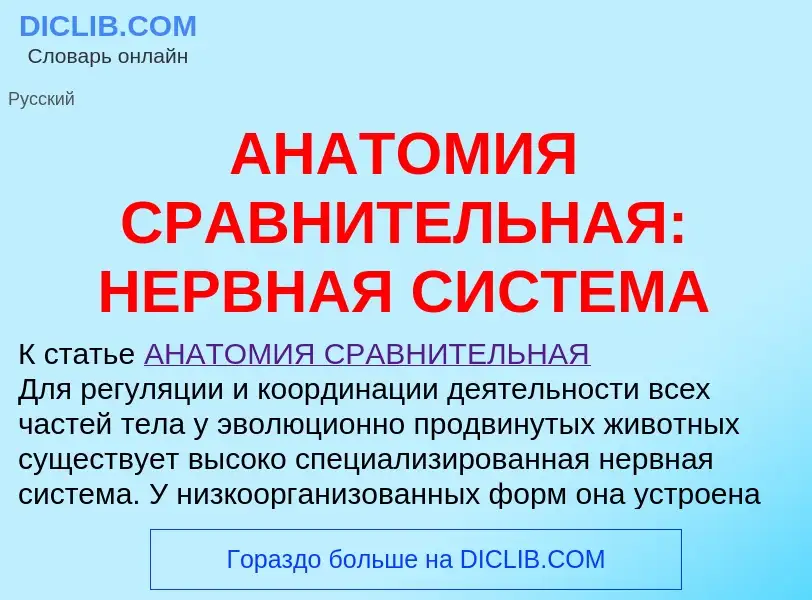 Что такое АНАТОМИЯ СРАВНИТЕЛЬНАЯ: НЕРВНАЯ СИСТЕМА - определение