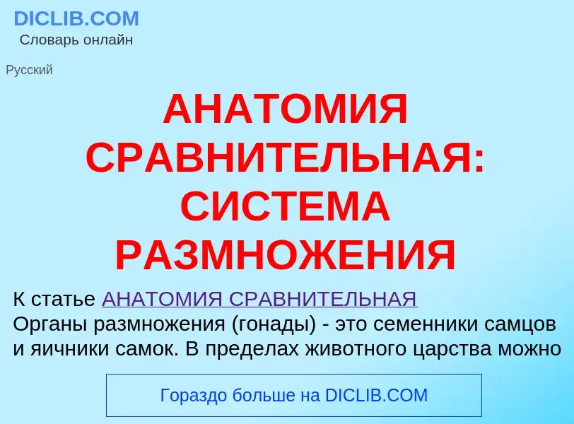 Che cos'è АНАТОМИЯ СРАВНИТЕЛЬНАЯ: СИСТЕМА РАЗМНОЖЕНИЯ - definizione