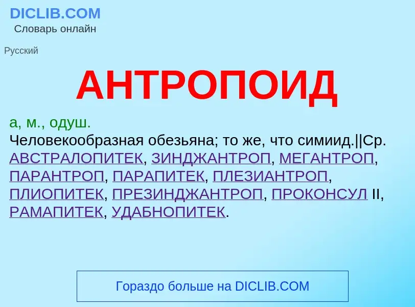 ¿Qué es АНТРОПОИД? - significado y definición
