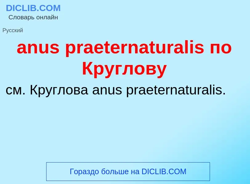 Was ist anus praeternaturalis по Круглову - Definition