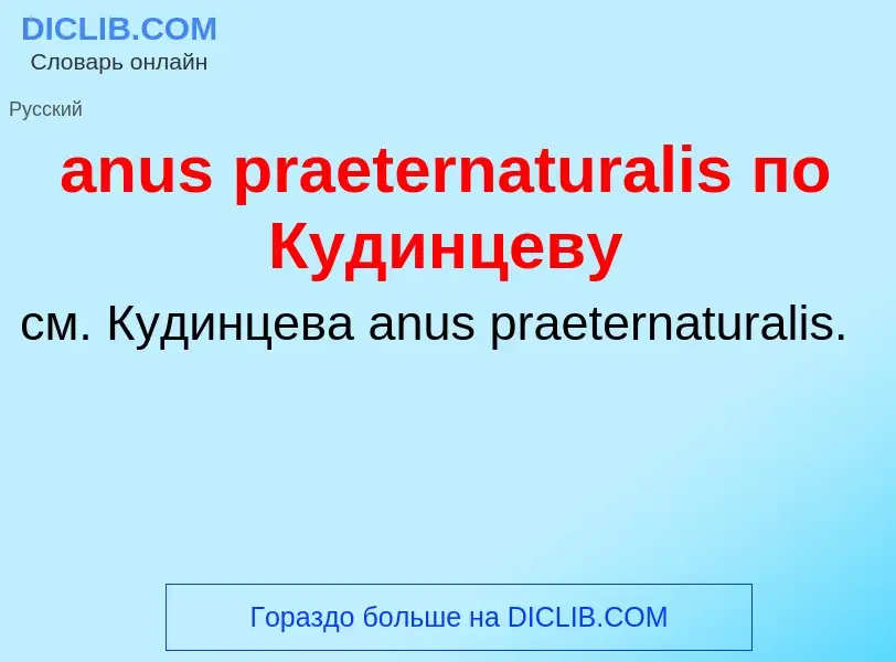 Was ist anus praeternaturalis по Кудинцеву - Definition