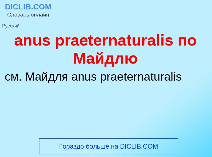 Wat is anus praeternaturalis по Майдлю - definition