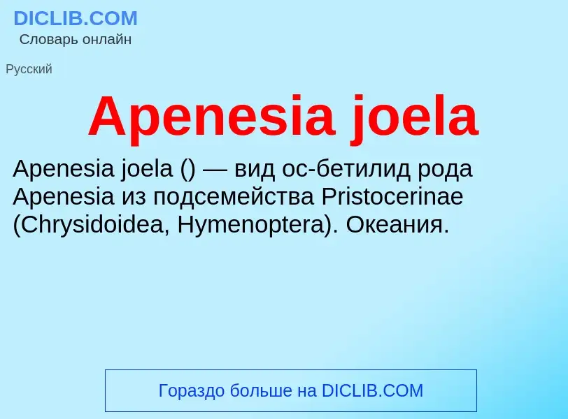 Τι είναι Apenesia joela - ορισμός