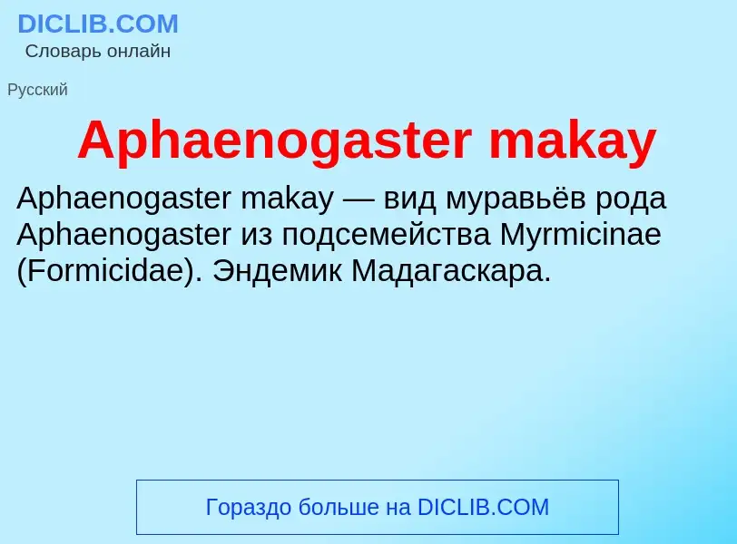 Τι είναι Aphaenogaster makay - ορισμός