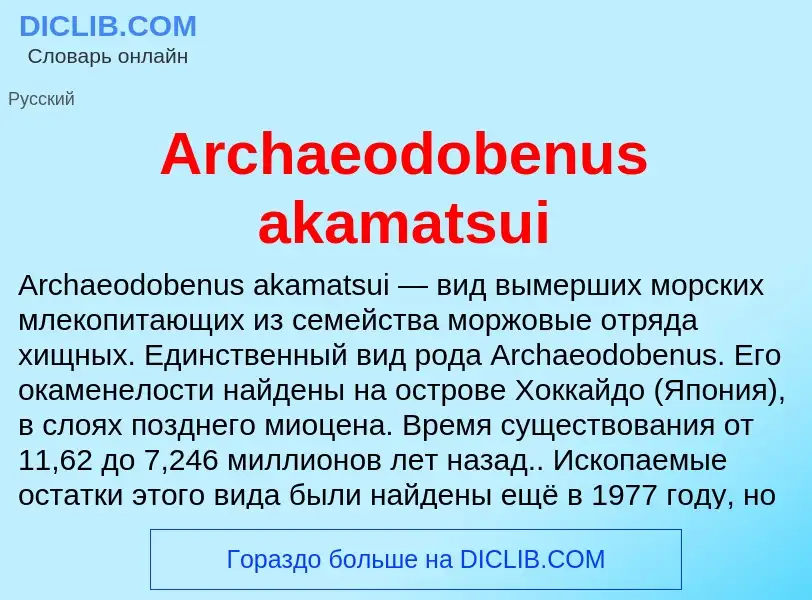 What is Archaeodobenus akamatsui - definition