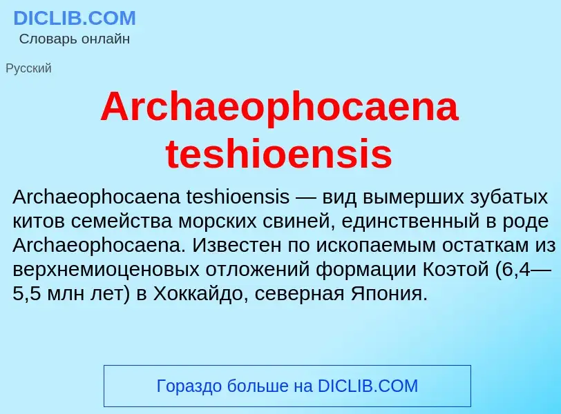 What is Archaeophocaena teshioensis - definition