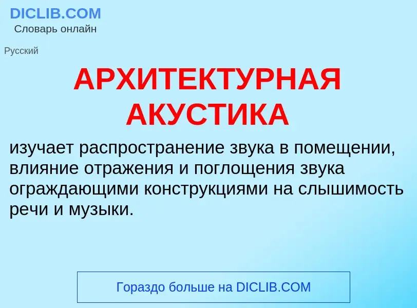 Что такое АРХИТЕКТУРНАЯ АКУСТИКА - определение