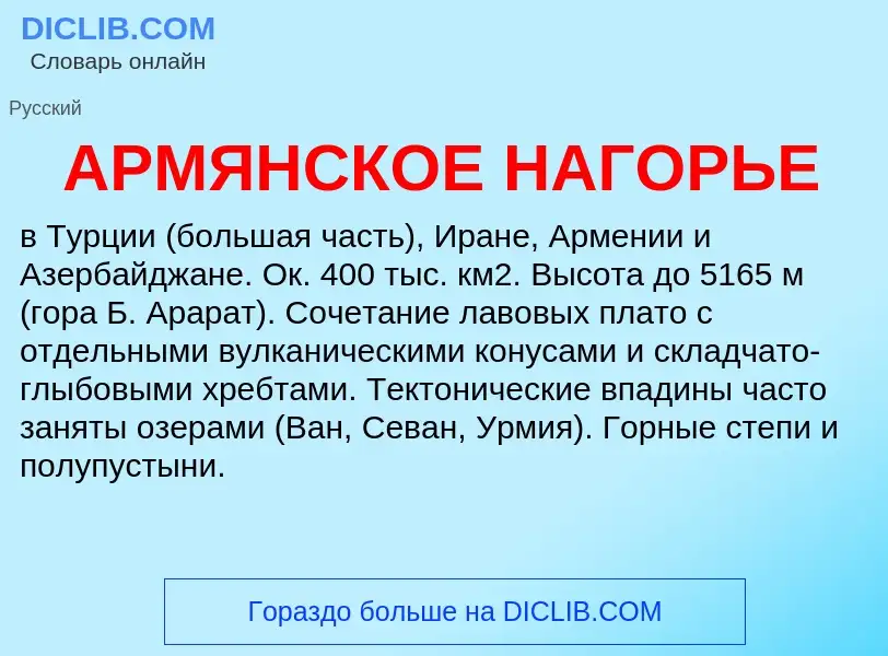 What is АРМЯНСКОЕ НАГОРЬЕ - meaning and definition