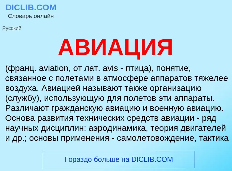 ¿Qué es АВИАЦИЯ? - significado y definición