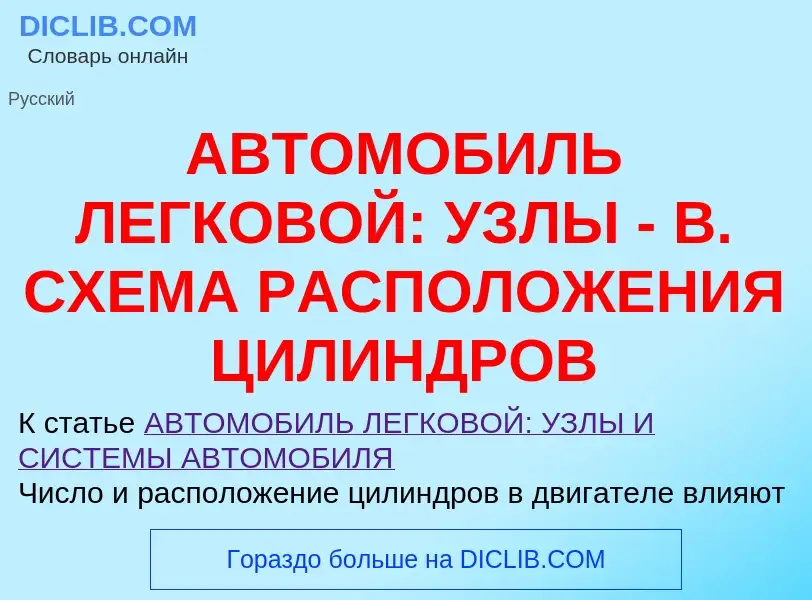 Τι είναι АВТОМОБИЛЬ ЛЕГКОВОЙ: УЗЛЫ - В. СХЕМА РАСПОЛОЖЕНИЯ ЦИЛИНДРОВ - ορισμός