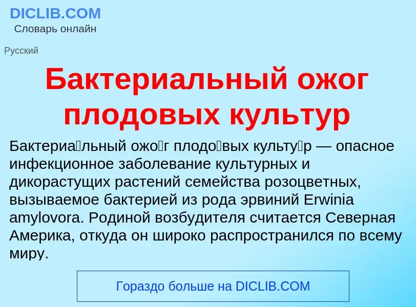 Τι είναι Бактериальный ожог плодовых культур - ορισμός