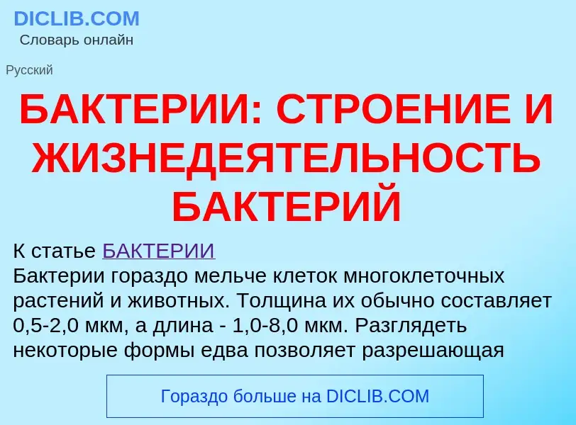 Che cos'è БАКТЕРИИ: СТРОЕНИЕ И ЖИЗНЕДЕЯТЕЛЬНОСТЬ БАКТЕРИЙ - definizione