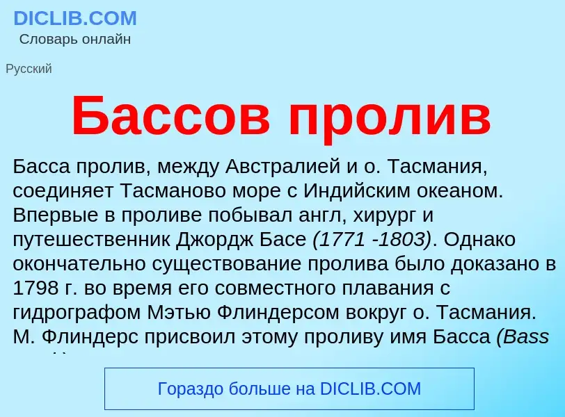 Что такое Бассов пролив - определение