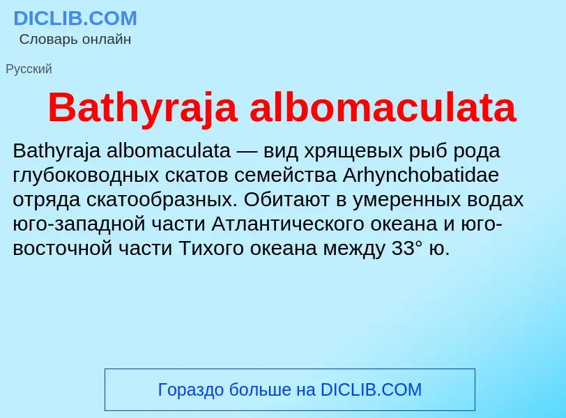 Τι είναι Bathyraja albomaculata - ορισμός