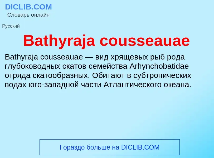 Τι είναι Bathyraja cousseauae - ορισμός