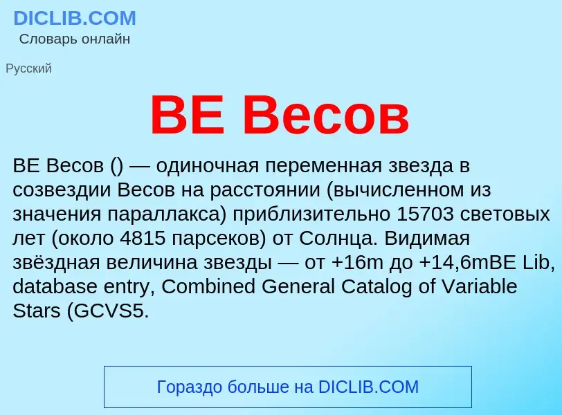 Что такое BE Весов - определение