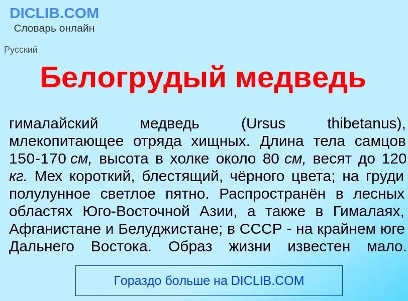 Что такое Белогр<font color="red">у</font>дый медв<font color="red">е</font>дь - определение