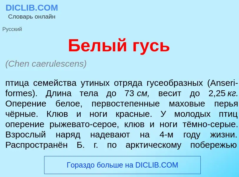 What is Б<font color="red">е</font>лый гусь - meaning and definition