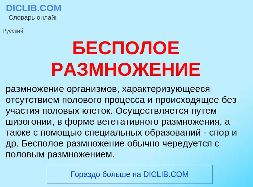 ¿Qué es БЕСПОЛОЕ РАЗМНОЖЕНИЕ? - significado y definición