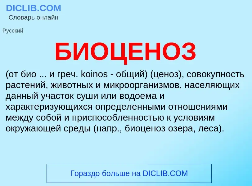 O que é БИОЦЕНОЗ - definição, significado, conceito