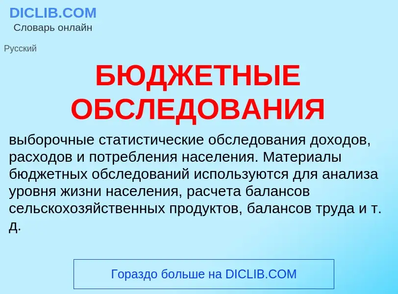 What is БЮДЖЕТНЫЕ ОБСЛЕДОВАНИЯ - definition