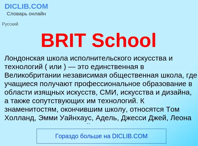 Che cos'è BRIT School - definizione