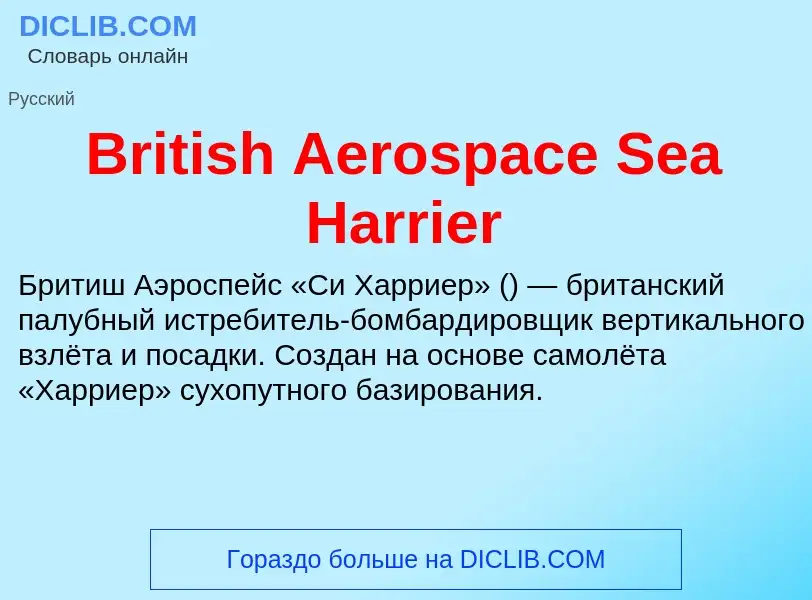 What is British Aerospace Sea Harrier - meaning and definition