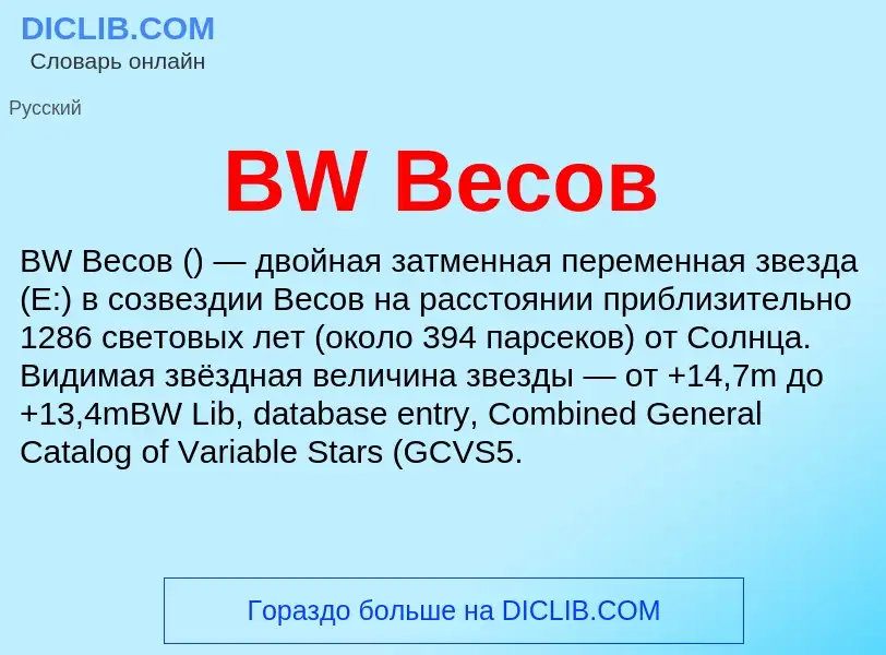 Что такое BW Весов - определение