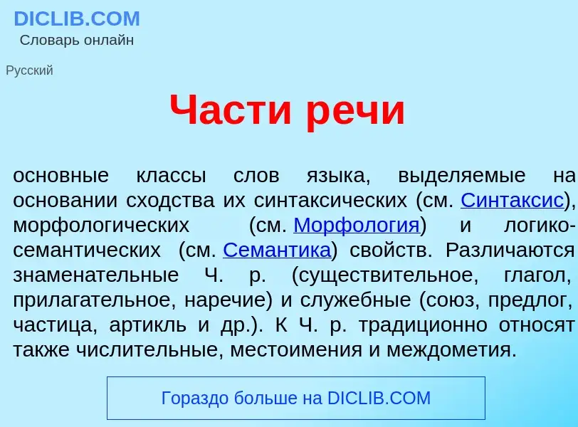 Что такое Ч<font color="red">а</font>сти р<font color="red">е</font>чи - определение