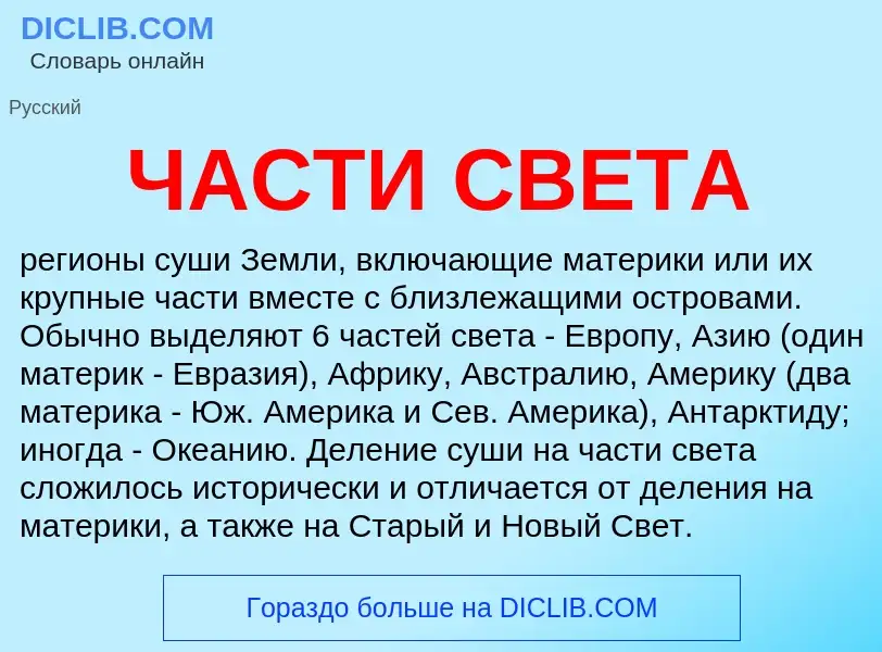 Что такое ЧАСТИ СВЕТА - определение