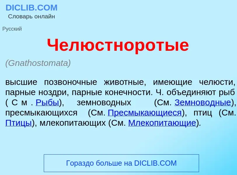 Was ist Челюстнор<font color="red">о</font>тые - Definition