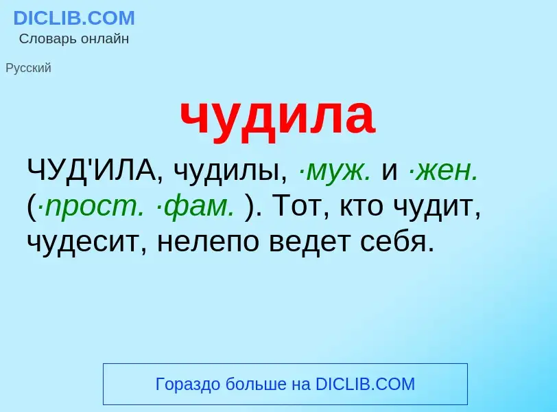 Was ist чудила - Definition