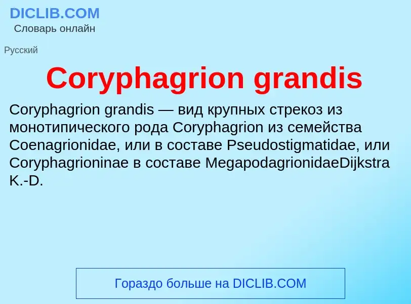 Τι είναι Coryphagrion grandis - ορισμός